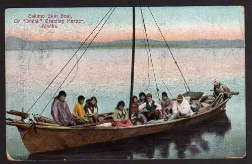 76048 AK Grantley Habor Eskimo Skin Boat Or Omiak Alaska Port Clarence 1925