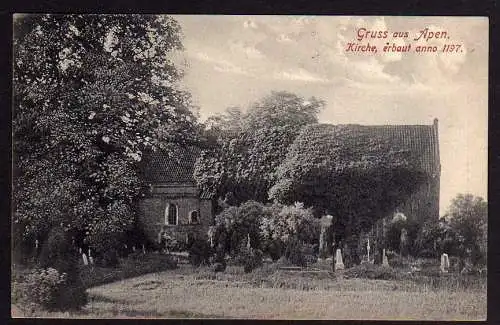 61613 AK Apen Kirche erbaut anno 1197 Friedhof 1913