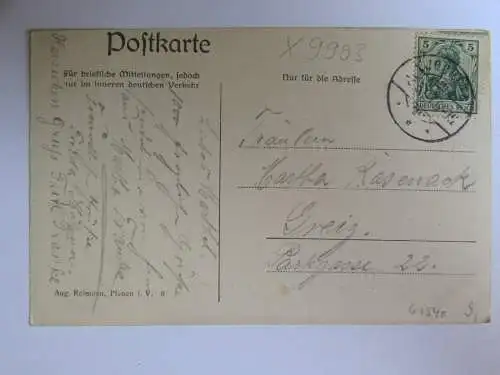 61540 Ansichtskarte Plauen Jocketa Hotel Steinicht im Elstertal 1907 Vogtländische Schweiz