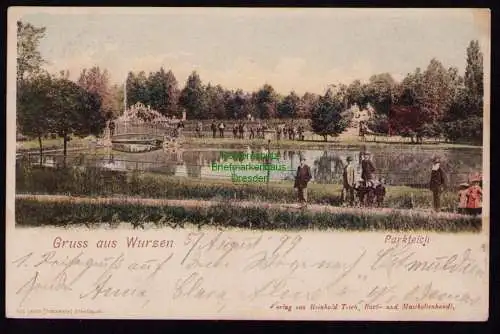 172539 Ansichtskarte  Wurzen 1899 Parkteich mit Brücke