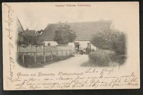 20007 Ansichtskarte Börnecke Osthavelland 1900 Gasthof Wilhelm Schönberg