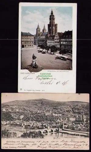 172408 2 Ansichtskarte  Heilbronn 1903 1904 Kilianskirche Mayerdenkmal Panorama