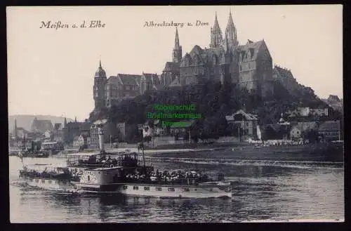 172427 Ansichtskarte  Meissen Elbe um 1915 Albrechtsburg u. Dom Dampfer Bodenbach