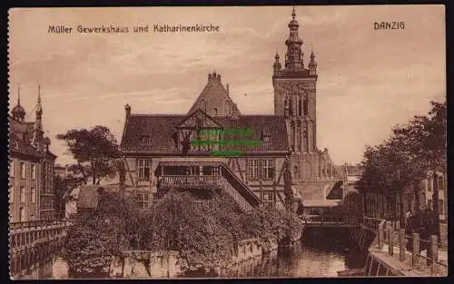 172424 AK  Danzig um 1920 Müller Gewerkshaus und Katharinenkirche