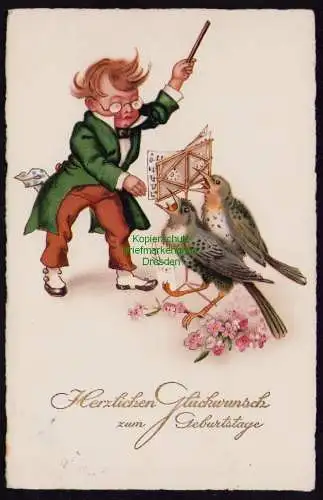 172550 Ansichtskarte  Berlin 1930 Herzlichen Glückwunsch zum Geburtstag Kind Dirigent Vögel