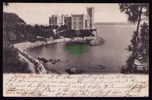 172510 Ansichtskarte  Bucht von Grignano Adria bei Triest 1905 Schloss Miramare