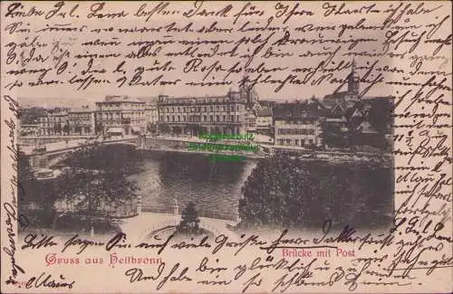 171762 Ansichtskarte Heilbronn 1901 Brücke mit Post