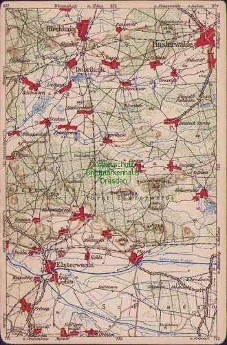 171837 Wona Landkarten Ansichtskarte 722 Elsterwerda Dobrilugk Finsterwalde