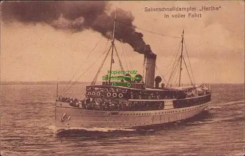 171704 Ansichtskarte Salonschnelldampfer „Hertha" in voller Fahrt 1921 Saßnitz