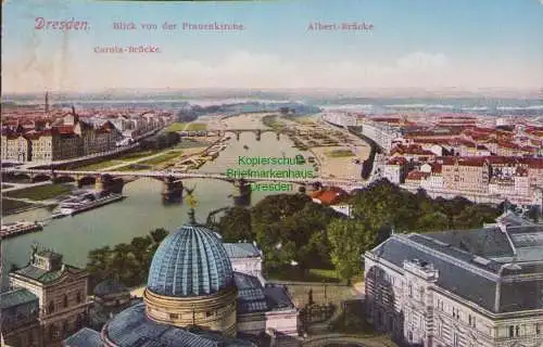 170494 Ansichtskarte Dresden 1917 Blick von der Frauenkirche Carola Brücke Albert Brücke