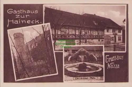 170405 Ansichtskarte Nazza Wartburgkreis Thüringen um 1925 Gasthaus zur Haineck Karl Grübel