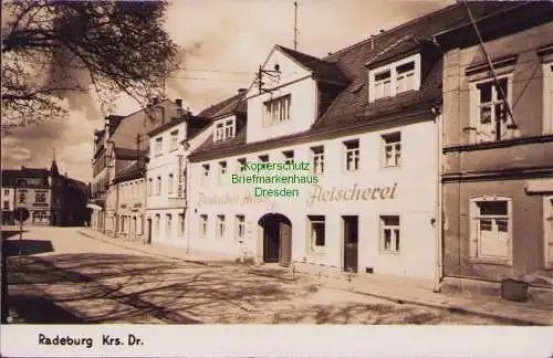 170357 Ansichtskarte Radeburg 1961 Deutsches Haus Fleischerei