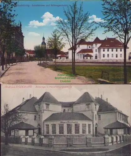 170356 2 Ansichtskarte Radeburg um 1915 Bildungs- u. Haushaltungschule Schulstraße 1918