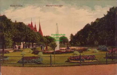 170308 Ansichtskarte Rostock Wallpromenade 1910