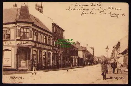 165755 Ansichtskarte Herning Jütland Dänemark 1908 Bredgade Larsen Vett  Wessels Udsalg