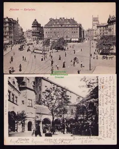 165727 2 AK München Karlsplatz 1908 Hof im Kgl. Hofbräuhaus 1905