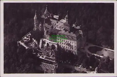 165517 Ansichtskarte Schloss Fürstenstein Zamek Ksiaz Luftbild Fotokarte um 1930