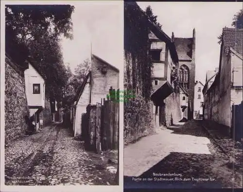 165487 2 Ansichtskarte Neubrandenburg Wieckhäuser um 1930 Partie an der Stadtmauer Blick