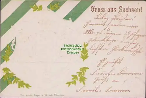 165501 AK Wappenprägekarte Gruss aus Sachsen ! Leipzig 1899