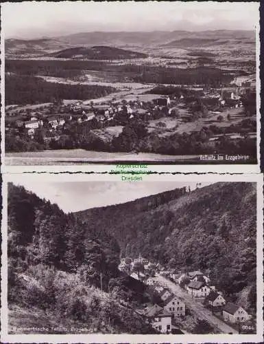 165568 2 Ansichtskarte Tellnitz im Erzgebirge 1937 Sommerfrische Fotokarte Telnice