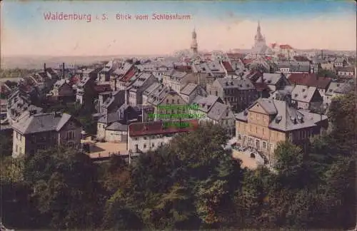 165531 Ansichtskarte Waldenburg i. S. Blick vom Schlossturm 1914