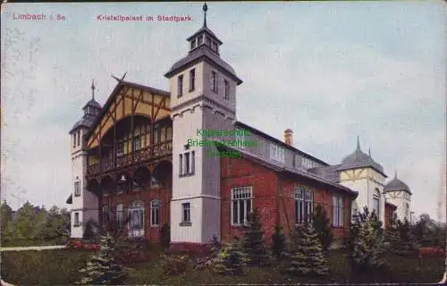 165535 Ansichtskarte Limbach i. Sa. 1909 Kristallpalast im Stadtpark