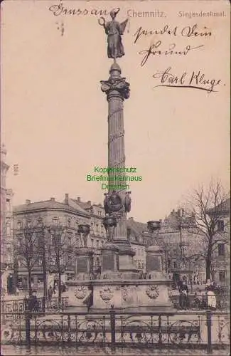 165659 AK Chemnitz 1908 Siegesdenkmal