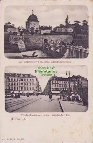 165145 Ansichtskarte Dresden 1907 Das Wilsdruffer Tor, jetzt Wilsdrufferstrasse