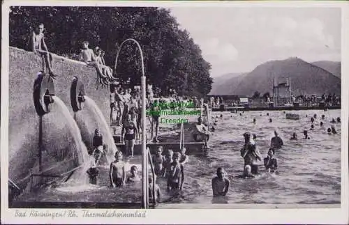 165113 Ansichtskarte Bad Hönningen Rh. Thermalschwimmbad 1956 Rheinland-Pfalz