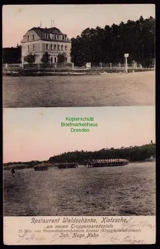 161985 Ansichtskarte Dresden Klotzsch Restaurant Waldschänke am neuen Truppenparadeplatz