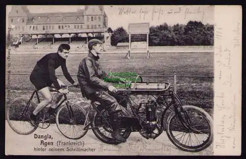 161964 Ansichtskarte Leipzig 1905 Dangla Agen Frankreich mit Schrittmacher Stundenrennen