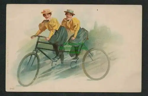 139109 AK Litho Fahrrad Tandem um 1900 Druck und Verlag Glaser Leipzig