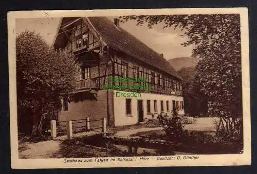 128236 AK Selketal Harz Gasthaus zum Falken Am Fusse der Burg Falkenstein 1920