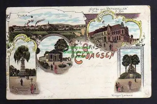 123331 Ansichtskarte Eldagsen Litho 1902 Langensalza Denkmal Hotel zum Ratskeller Tivoli