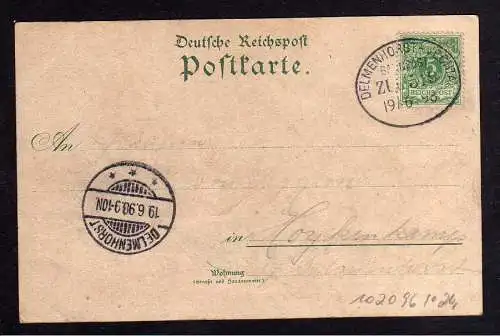 102096 AK Litho Ganderkesee 1898 Gasthof Herklotz Mühle Windmühle Mole Bahnpost