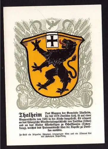 100928 Ansichtskarte Thalheim an der Thur Dorlikon Wappen Karte  Züricher Gemeindewappen Se