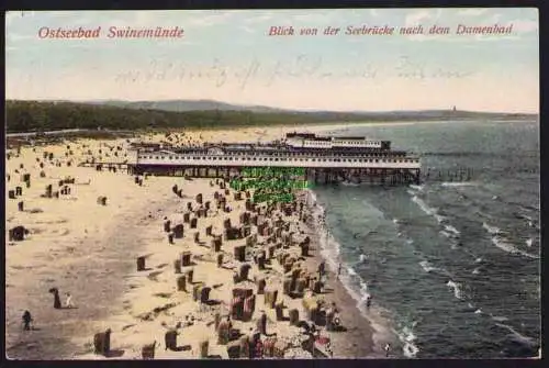 173995 Ansichtskarte Ostseebad Swinemünde Seebrücke Blick auf Damenbad um 1910