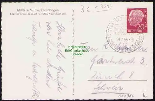 173986 Ansichtskarte Ehlenbogen Alpirsbach Mittlere Mühle1955