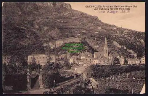 173960 Ansichtskarte Gries bei Bozen um 1910 Grieser Hof Erzherzog Heinrich Promenade