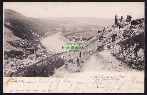 173951 Ansichtskarte Gräfinburg a. d. Mosel bei Traben-Trarbach 1907