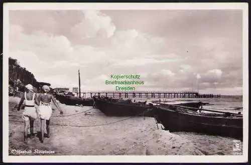 173943 Ansichtskarte Ostseebad Kölpinsee Usedom Boote am Strand 1939