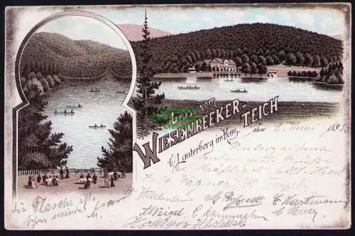 173918 Ansichtskarte Lauterberg im Harz Litho 1895 Gruss vom Wiesenbeeker Teich