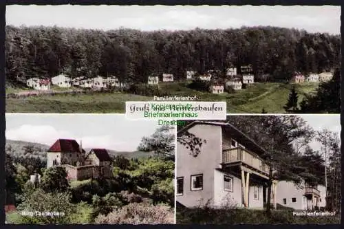 173908 Ansichtskarte Nentershausen bei Bebra Hessen 1962 Familienferienhof Burg Tannenberg