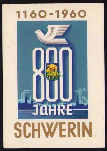 173878 Ansichtskarte 800 Jahre Schwerin 1160 - 1960 Festpostkarte