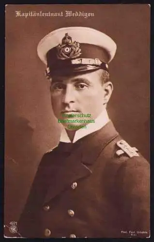 173874 Ansichtskarte Kapitänleutnant Weddigen um 1915 Foto Urbahns Kiel 4971