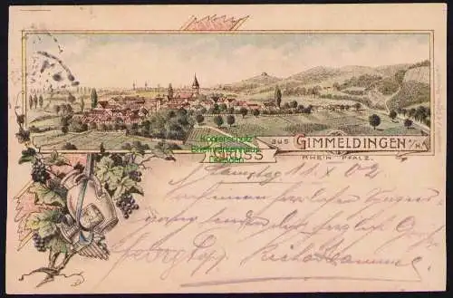 173870 Ansichtskarte Gimmeldingen Litho 1902 Rhein Pfalz