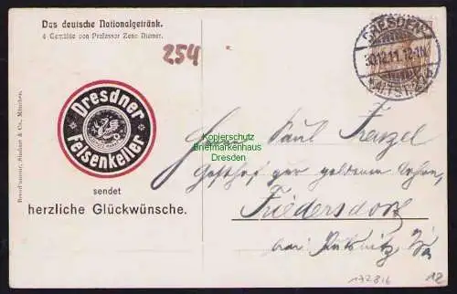 173816 Ansichtskarte Dresden 1911 Dresdner Felsenkeller Brauerei Nationalgetränk