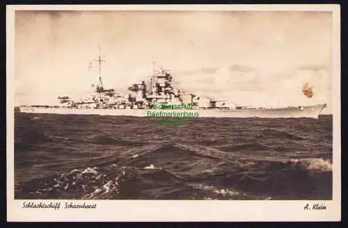 173745 Ansichtskarte Schlachtschiff Scharnhorst Fotokarte A. Klein Kiel um 1940