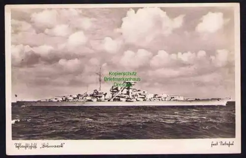 173744 Ansichtskarte Schlachtschiff Bismarck Fotokarte Laboe Kiel 1940