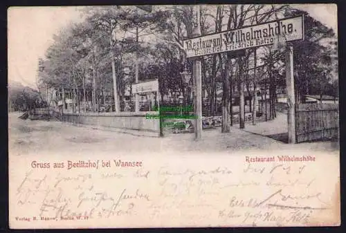 173741 Ansichtskarte Beelitzhof am Wannsee 1902 Restaurant Wilhelmshöhe